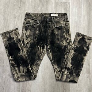 0011–All Saints Men's Black & Gray Tie-Dye Skinny Jeans